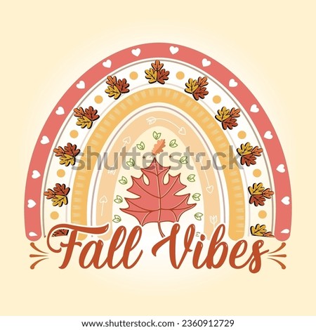 Fall Vibes Retro Rainbow Thanksgiving svg T Shirt Design Vector