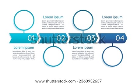 Marketing blue infographic chart design template. Professional management. Abstract infochart with copy space. Instructional graphics with 4 step sequence. Quicksand Medium, Myriad Regular fonts used