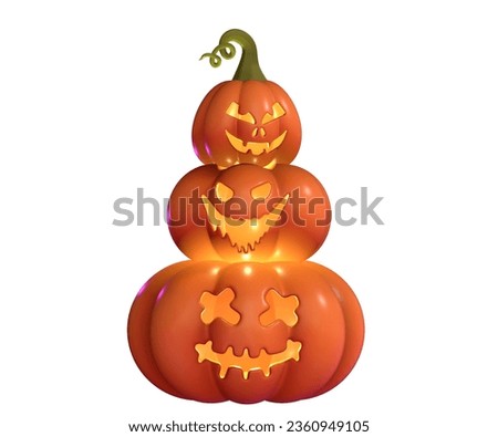3D Stack of Halloween Pumpkin Faces