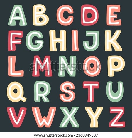 Set of colorful funny vector letters, letter fonts in children's style. Suitable for education, home and children's decoration. It can be used for funny quotes on t-shirts, posters, cards and prints.