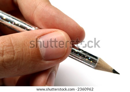 Celebratory brilliant pencil for plotting in man's hands 1