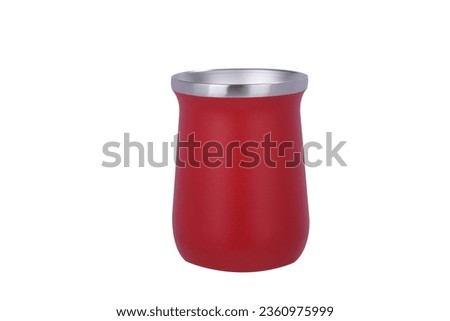 Stainless steel  vacuum beer mug double layer outdoor travel coffee cup insulated mate cup. tumbler insulated thermos mate mug keep drink cold and hot. red color. Royalty-Free Stock Photo #2360975999