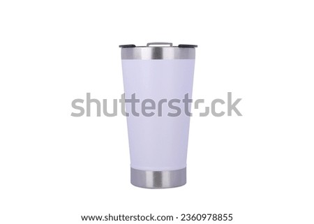 Stainless steel  vacuum beer mug double layer outdoor travel coffee cup insulated mate cup. tumbler insulated thermos mate mug keep drink cold and hot. white color.