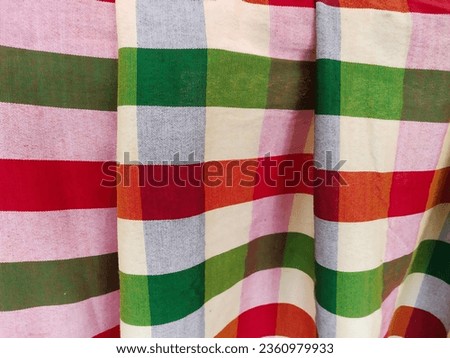 Beautiful white, red, green, alternating colors cotton fabric.