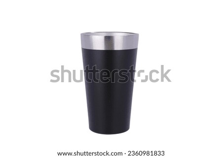 stainless steel wine Tumbler glass, double wall vacuum insulated stemless coffee mug, tumbler cup. thermal glass sublimation tumbler glass. black color and stylish design. hot and cold drinks. Royalty-Free Stock Photo #2360981833