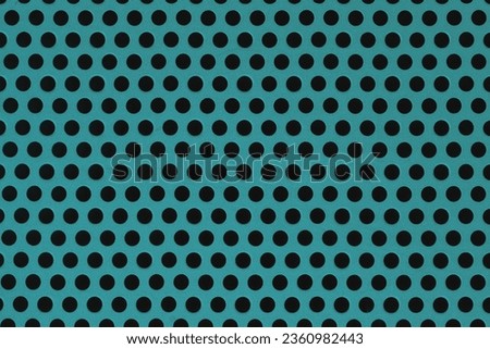Metal grid texture with holes close-up, green mint steel surface, modern background