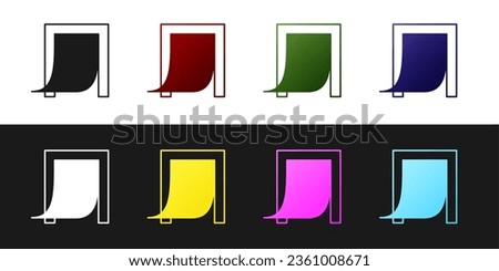 Set Door for pet icon isolated on black and white background.  Vector