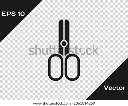 Black Scissors hairdresser icon isolated on transparent background. Hairdresser, fashion salon and barber sign. Barbershop symbol.  Vector Illustration