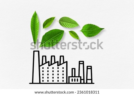 Green factory concept. Zero emission. Eco friendly industry production concept.