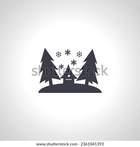 winter forest hut isolated icon on white background