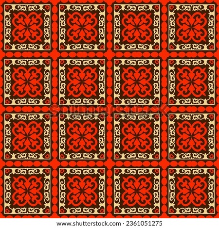 Decorative seamless pattern with ethnic element. Kyrgyz and Kazakh ornaments. Texture for background, holiday cards, invitations, wallpaper, pattern fills, fabrics, gift wrapping, textile. Vector.