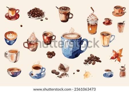Set of watercolor coffee cup Royalty-Free Stock Photo #2361063473