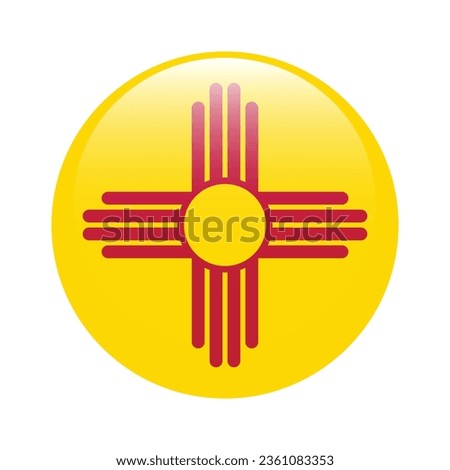 The flag of New Mexico. Button flag icon. Standard color. Circle icon flag. 3d illustration. Computer illustration. Digital illustration. Vector illustration.