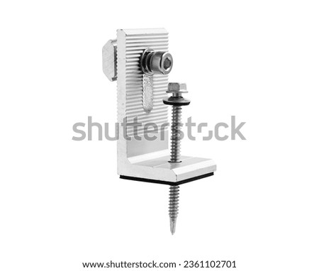 L-Fleet Mounting for Solar PV Panel Module Installation on Metal Sheet Roof isolated on white background with clipping paths