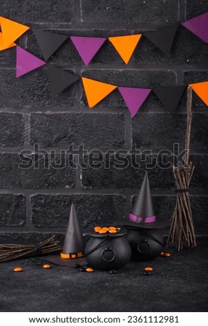 Halloween background with witches hat