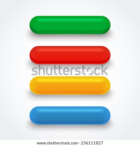 Set of bright isolated colorful glass buttons. Vector illustration.