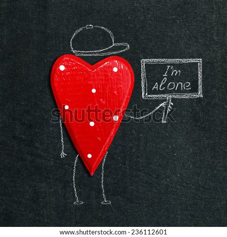 alone heart on the chalkboard