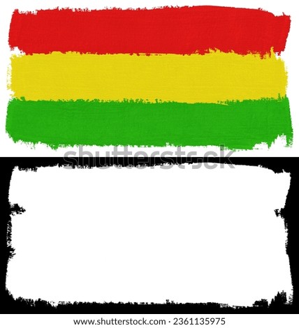 Flag of Bolivia paint brush stroke texture isolated on white background with clipping mask (alpha channel) for quick isolation.