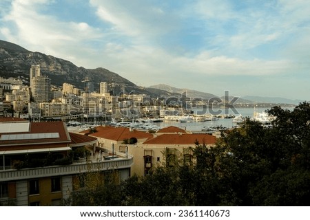 View of the monaco port. and the super yachts moored within it