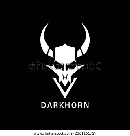 the logo for darkhorn, in the style of simplistic vector art, skull motifs