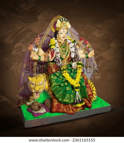 Idol statue of Goddess Maa Durga, Happy Navratri and Dussehra Royalty-Free Stock Photo #2361165155