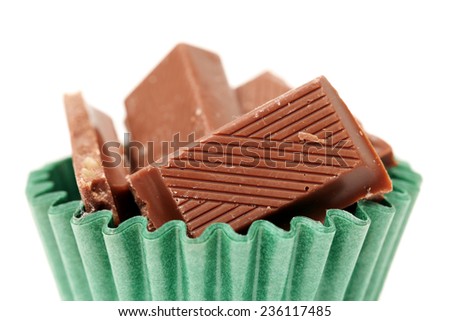 stack of chocolate on white background