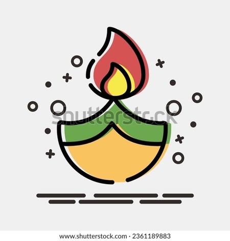 Icon fire lamp. Diwali celebration elements. Icons in MBE style. Good for prints, posters, logo, decoration, infographics, etc.