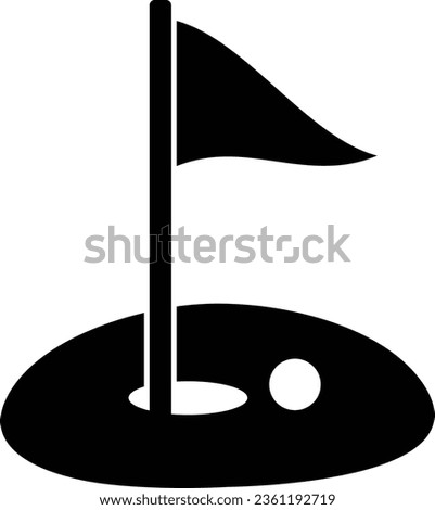 Golf course green with flag or flagstick and golf ball flat vector icon for sports apps and websites