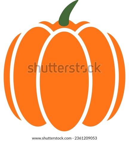 Orange simple pumpkin icon. Halloween, thanksgiving day, autumn, fall symbol. Flat design, clip art. Isolated on white background. Vector illustration.