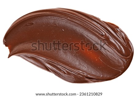 Hazelnut cream isolated on a white background, top view. Cream chocolate spreading. Royalty-Free Stock Photo #2361210829