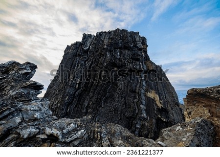 Coastal shale plateau, Rybachy Peninsula, Murmansk region, Arctic Ocean, Russia, Far North