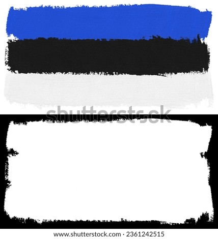 Flag of Estonia paint brush stroke texture isolated on white background with clipping mask (alpha channel) for quick isolation.