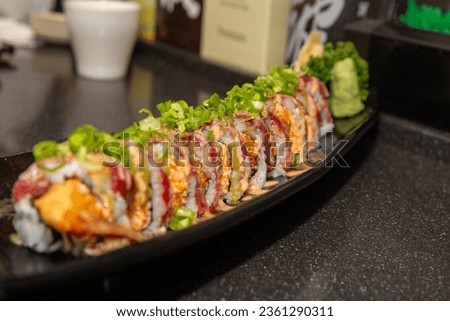 Succulent shrimp tempura roll with sauce