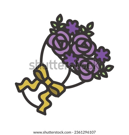 Clip art of purple bouquet celebrating old age
