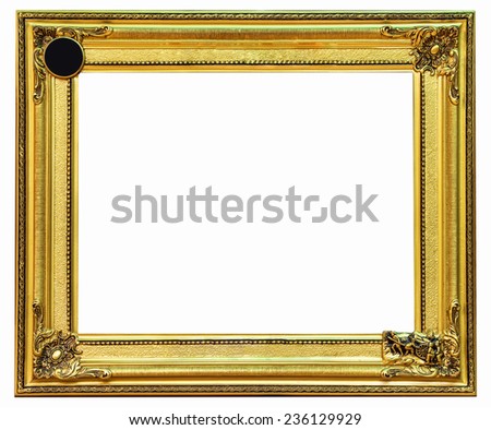 golden frame on white background with clipping path.