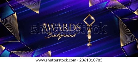 Blue and Gold Award Background: Polygonal Shape with clean Design. Elegant Blue and Golden Award Background for a Memorable Celebration. Slant Golden and blue lines Modern Award Background.