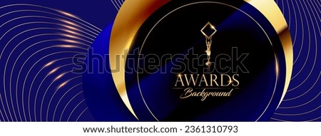 Blue and Gold Award Background: A Modern and Elegant Celebration. Elegant Golden Ring Award Background for a Memorable Celebration. Modern Award Background with Blue and Gold Accents. Royalty-Free Stock Photo #2361310793