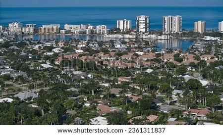 Aerial wide photo of Homes in Naples. Florida. Wide real estate photo