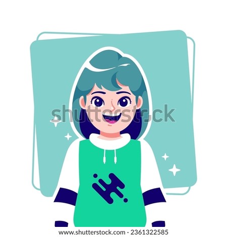 happy gesture cute girl cartoon avatar character
