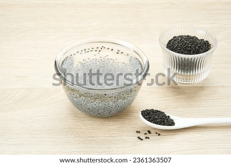 Selasih or basil seed, is a spice from the basil plant, usually used to mix in drinks. Good for health because contains fiber
 Royalty-Free Stock Photo #2361363507