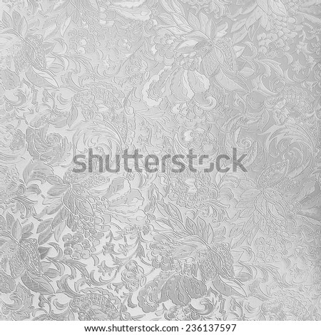 Silver floral ornament brocade textile pattern