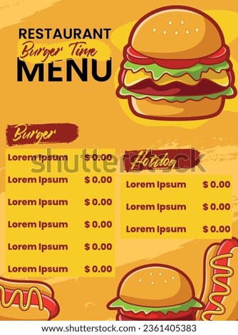 Template design of Fast food menu 