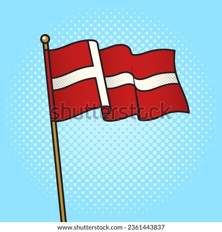 Flag of Denmark pinup pop art retro raster illustration. Comic book style imitation.