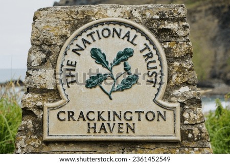 Crackington Haven sign by the National Trust Royalty-Free Stock Photo #2361452549