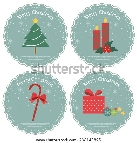 Christmas labels circle blue