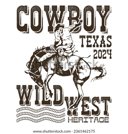 cowboy taxas 2024 wild west heritage cowboy t-shirt design Royalty-Free Stock Photo #2361462175