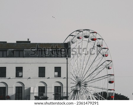 Abstract photo of the view wheel with the residential building