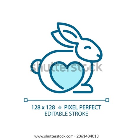 2D pixel perfect editable blue cruelty free icon, isolated vector, thin line illustration representing allergen free.