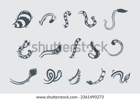 cute animal tail doodle handdrawn. Animal Tail doodle set Royalty-Free Stock Photo #2361490273