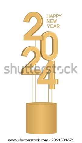 2024 happy new year golden vector illustration	